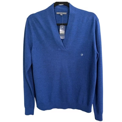 Nuevo con etiquetas Suéter de Lana Merino Brook Brothers para Hombres XL Azul Preppy Grandpa Ivy League Foto 1 de 4
