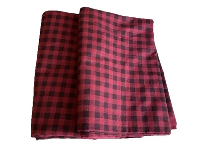 Quilting Fabric Sewing Material Black Dark Red Check Plaid Cotton - Image 1 of 3