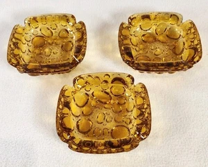 Vintage MCM Libbey Ashtrays Bubble Pebble Glass Small Amber Trinket Dishes (3) - Picture 1 of 9