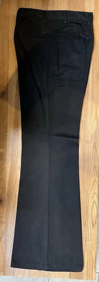 Vintage 1979s Flared Black Canvas Jeans - Size W30 L32 - Faulty Waistband Button - Image 1 of 4