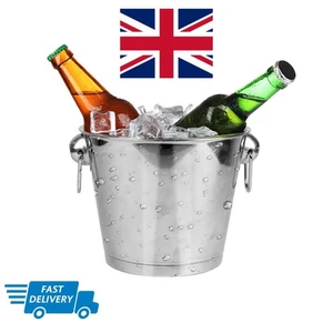 5L Stainless Steel Ice Bucket Champagne Wine Cooler with Handles Bar Pub Party - Picture 1 of 17