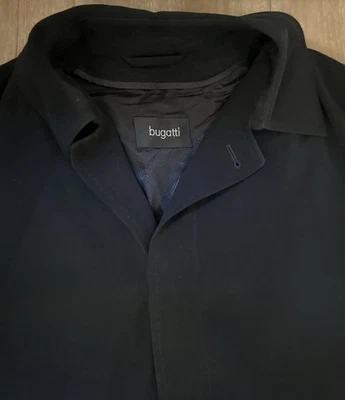 Bugatti black trenchcoat overcoat Jacket men’s 42R 48” - Image 1 of 4