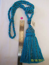 Curtain Tieback /Tassel - 32"spread with 12"tassel - Turquoise with Beads