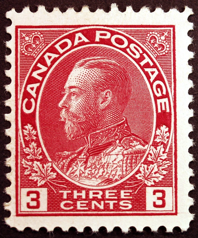 Canada #109 3c Carmine 1923 King George V  Fresh Mint Lightly Hinged - Image 1 of 1