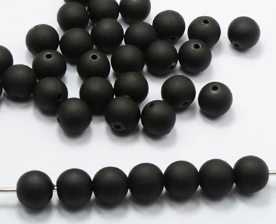 500 Black Matte Color Beads Acrylic Round Beads 6mm(0.24") Small Spacer - Image 1 of 4