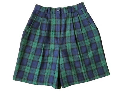 Vintage '80s/90s Savannah Blackwatch Plaid High Waist Mom Shorts Wool Blend XS/S - Image 1 of 4