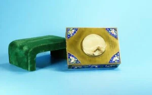 A Fine Antique Chinese Enamel Brass Box Inset With Jade Top - Picture 1 of 7