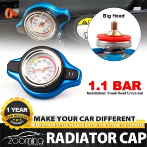 1.1 Bar Thermostat Radiator Cap Cover+ w/Water Temp Gauge Cap Big Head For Car - Foto 1 di 9