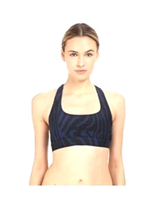 adidas Stella McCartney Performance Swim Top Racerback Bra Zebra Blue Black Sz M - Picture 1 of 12