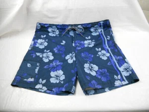 Baúles de baño NAUTICA talla grande para hombre - azul - flores de hibisco - revestimiento de malla - Imagen 1 de 11