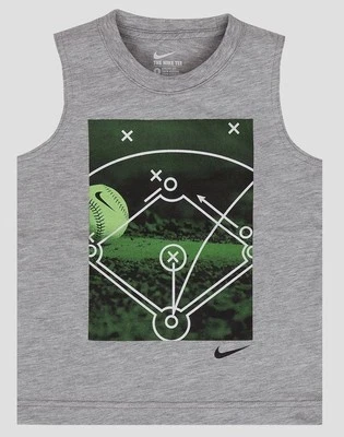 NIKE Boy's PHOTO BASEBALL Sleeveless Tank ** DARK GREY HEATHER/MULTI - 5 ** NWT - Image 1 of 3
