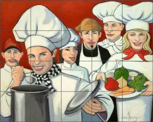 Chef Tile Backsplash Jann Harrison Kitchen Art Ceramic Mural JHA022 - Picture 1 of 4