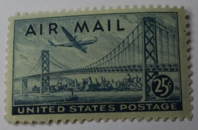 SCOTT #C36 1947 US Airmail 25¢ Oakland Bay Bridge Single Stamp MNH OG - Image 1 of 2