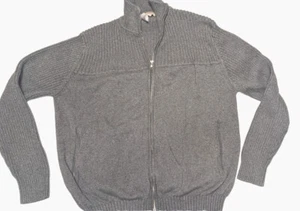 Men's Norm Thompson Gray Full Zip Tight Knit Cardigan Sweater Size Large - Picture 1 of 4