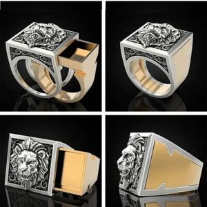 Anello Con Segreto Pastillero Curiosità Safe Box Sortija Aro Novità Metallico - Foto 1 di 4