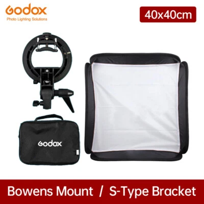 Godox Studio Flash Speedlite Softbox 40*40cm 40x40 + S type Bracket Mount Kit - Image 1 of 4