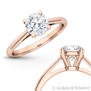 Forever Classic Round Moissanite 4Pr Solitaire Engagement Ring in 14k Rose Gold - Picture 1 of 6