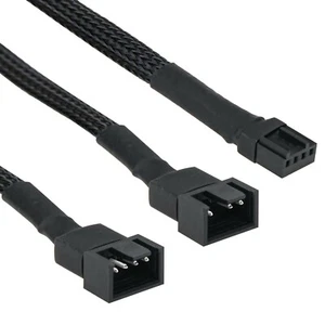 4 Pin PWM Y Cable w Sleeving Male to 2x Female 12v 30cm 12" Fan Power Connector - Picture 1 of 3