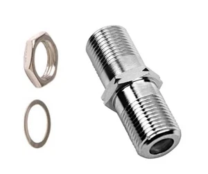 10 Indoor F81 Cable Female Barrel RG6 Coax Connector F Splice & Hex Nut Washers - Picture 1 of 11
