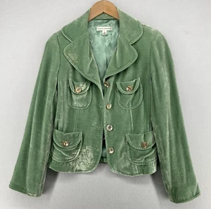 BANANA REPUBLIC Jacket Womens 2 Velvet Utility Blazer Button Front Green - Picture 1 of 15