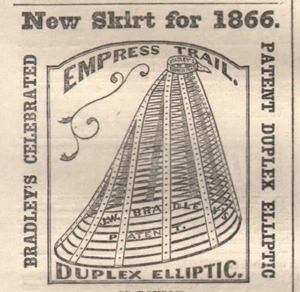 Gonne a molla ellittica duplex Bradley's Empress Trail Fashion 1866 stampa annuncio - Foto 1 di 2