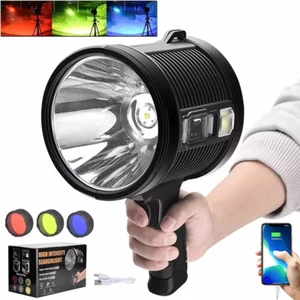 90000000 LM Bright Solar USB Rechargeable LED Spotlight Flashlight Searchlight - Picture 1 of 14