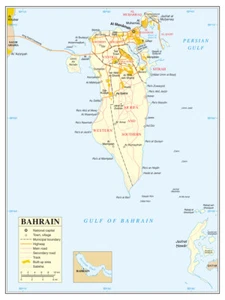 Póster de mapa de país de la provincia política administrativa de Bahréin - Imagen 1 de 1