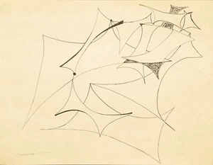 Robert Preusser Texas Modernist 1941-42 Ink Drawing from time at The New Bauhaus - Picture 1 of 3