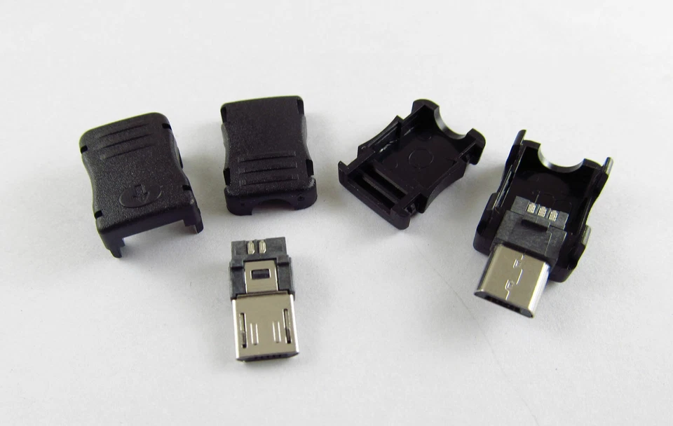 10pcs Micro USB 5 Pin Male Plug T Port Socket Connector & Plastic Cover for DIY - Image 1 of 1