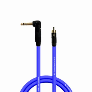Right Angle 1/4" TRS - RCA Male Unbalanced Stereo Cable Custom Length Color Cord - Picture 1 of 18