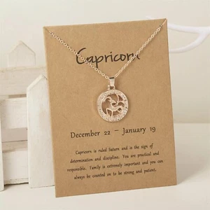 Capricorn Necklace Jewellery Pendant Chain Horoscope Rose Gold Silver Plate - Picture 1 of 2