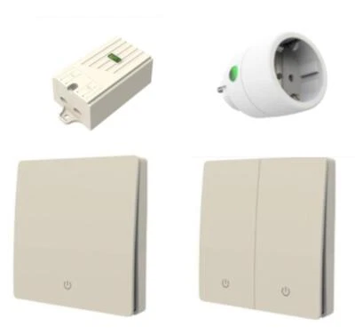 KINETIC Funkschalter Set Wandschalter Schalter Empfänger Steckdose batterielos - Bild 1 von 2