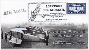18-121, 2018, Airmail 100 years, Cottage Grove OR, Pictorial, Event Cover, - Picture 1 of 1