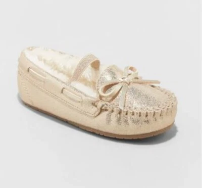 Toddler Girls' 6 Celina Moccasin Slippers Cat & Jack Gold Glitter  - Image 1 of 3