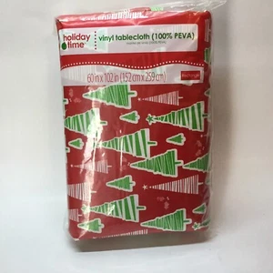 Nuevo en Paquete Mantel de Vinilo Rectangular 60" x 102" Árbol Temático de Navidad - Imagen 1 de 2