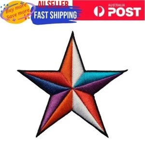 Multicolour Nautical Star Iron on Patch Premium Multi Color 7.5×7.5×0.1cm(2.8g) - Picture 1 of 3
