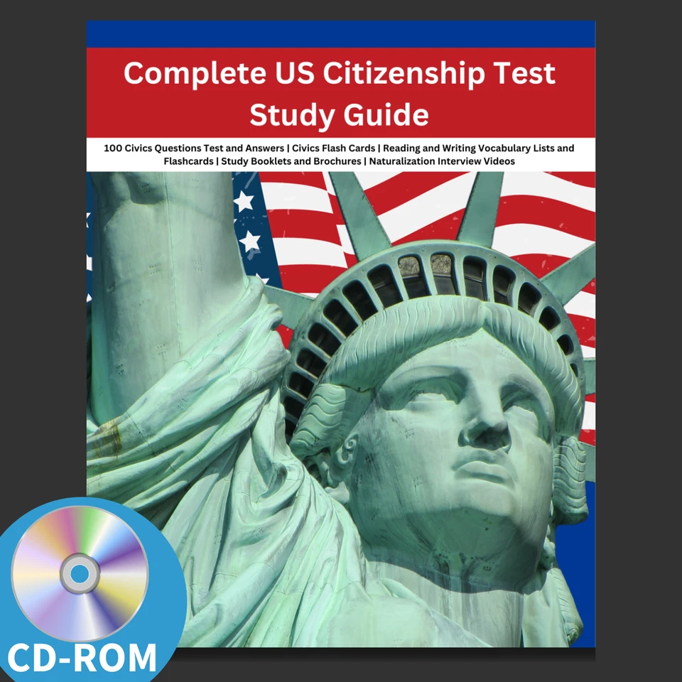 US Citizenship, Civics Test, Study Guides, English Questions & Answers on CD-ROM