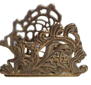 Vintage Teleflora verzierter massiver Messing Serviettenhalter antik Brief Postständer 1983 - Bild 1 von 10