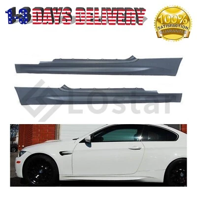 Pair(2) Side Skirts Extension Panels For 2007-2013 BMW E92 E93 3-Series M3 Style - Image 1 of 4