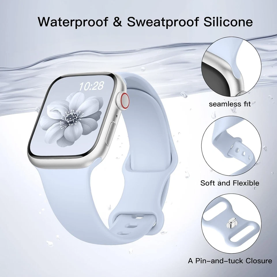 Correa deportiva de silicona compatible con correas para Apple Watch 40 mm 38 mm 41 mm 44 mm 45 mm Foto 1 de 4