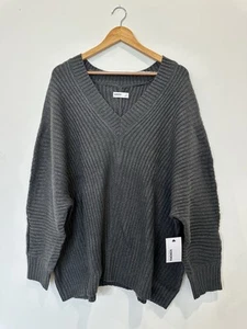 Sonoma Women's Plus Dolman Sleeve V-Neck Charcoal Colored Sweater  Size 3X - Picture 1 of 7