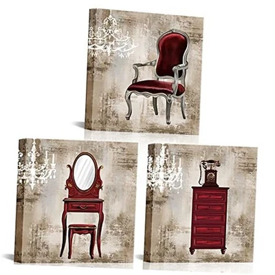  Arte de pared de lienzo de baño borgoña rojo topo imágenes de dormitorio impresiones decoración  Foto 1 de 4