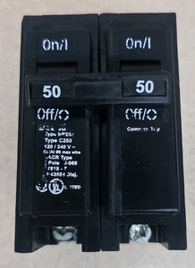 Eaton BR250 50Amp Double Pole Standard Trip Circuit Breaker - Picture 1 of 4