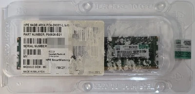 Memoria inteligente HPE 64 GB DDR4-2933 4Rx4 LRDIMM P00926-B21 P06190-001 P03054-091 Foto 1 de 2