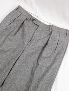 Vintage Steven Giles 38x30 (36 Tag) Soft 100% Wool Flannel Pleated Cuff Trousers - Picture 1 of 10
