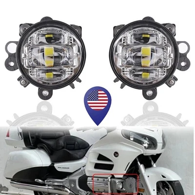 For Honda Goldwing GL 1800 2002-2010 Chrome LED Driving Fog Light DRL Halo Ring  - Image 1 of 4