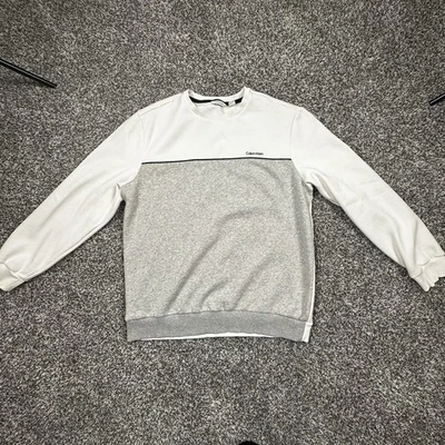 Sudadera Pullover Crew Calvin Klein para Hombres (Blanco Brillante, MEDIANA) NUEVA CON ETIQUETAS Foto 1 de 4