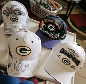 4 Vintage Green Bay Packers NFL Caps 2 verstellbar 2 Einheitsgröße 1 signiert NEU - Bild 1 von 9