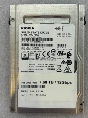 New KIOXIA PM5 7.68TB SAS 12Gb/s SSD KPM51RUG7T68 Solid State Drive 108-00687 - Image 1 of 2