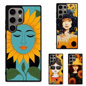 illustration sunflower Lady For iPhone SE4 16E 12 13 14 15 16 Pro Max Hard Cover - Picture 1 of 25